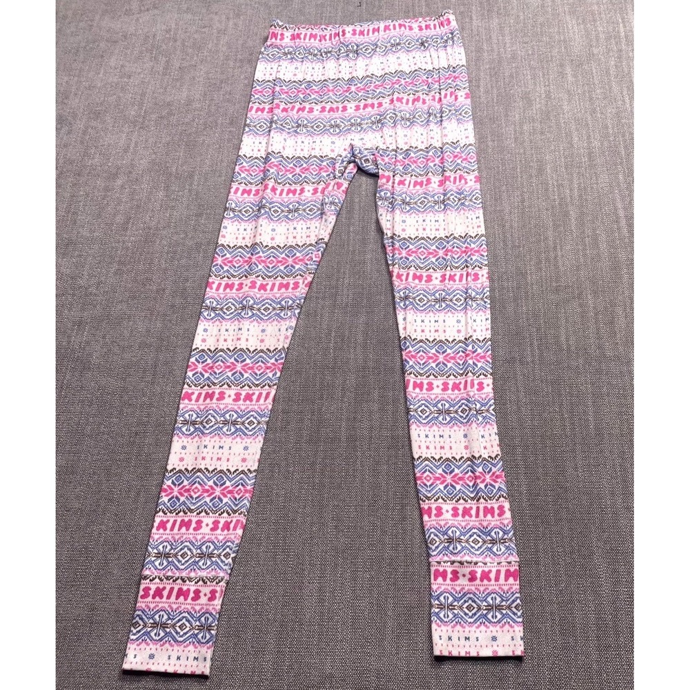 SKIMS Logo Plush Pointelle Leggings Women Medium Multicolor Fair Isle Skinny Leg